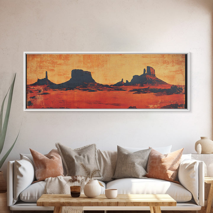 Monument Valley Desert Sunset Wall Art, Southwestern Canvas Print, Western Landscape, Cowboy Decor, Large Living Room Art