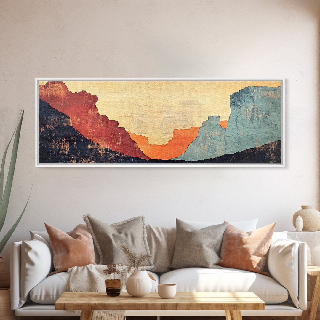Abstract Desert Canyon Sunset Wall Art, Southwest Art Print, Earth Tone Decor, Minimalist Landscape, Large Horizontal Art