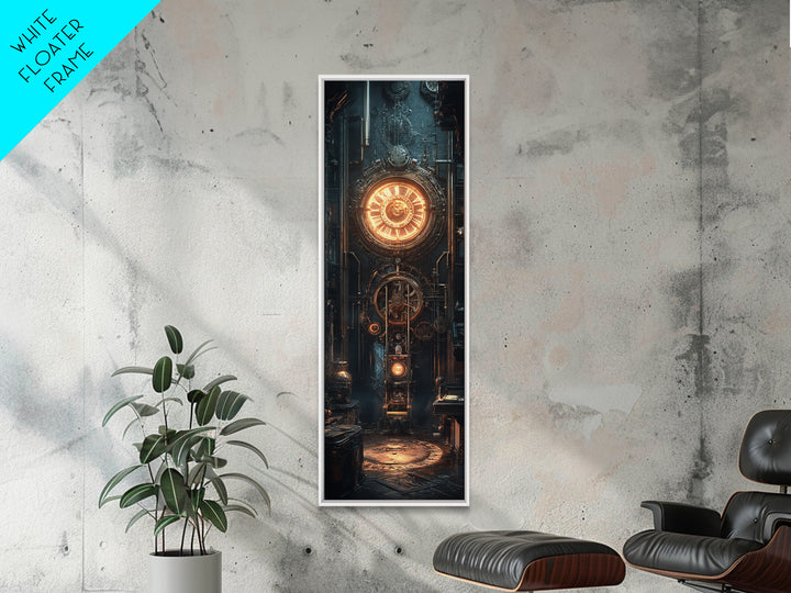 Massive Clockwork Door With Glowing Gears Wall Art, Steampunk Canvas Print, Industrial Sci Fi Decor For Office And Man Cave