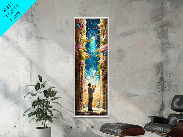 Young Reader Beneath Magical Book Portal Wall Art, Whimsical Library Decor, Cozy Fantasy Reading Nook Print For Book Lovers