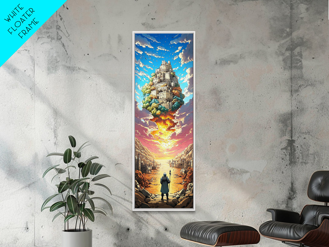 Floating Castle Sunset Canvas Print, Epic Fantasy Wall Decor, Medieval Kingdom Art, Magical Landscape Living Room Decor Gift