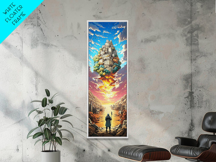 Floating Castle Sunset Canvas Print, Epic Fantasy Wall Decor, Medieval Kingdom Art, Magical Landscape Living Room Decor Gift