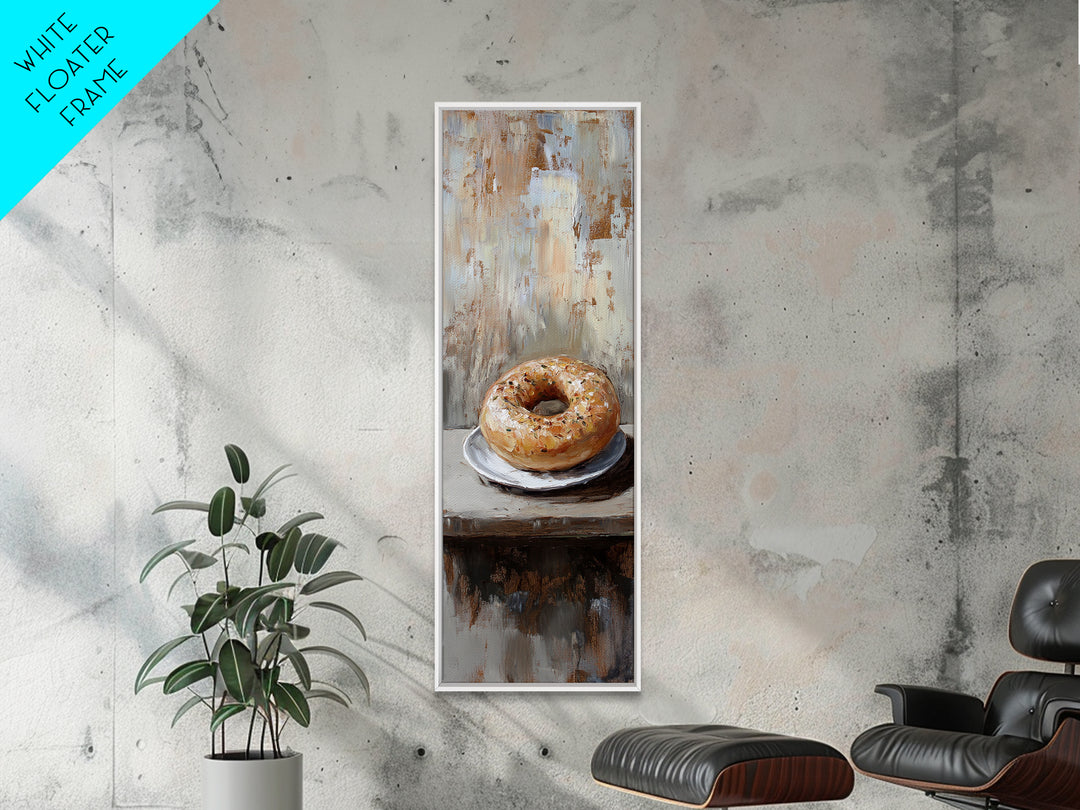 Glazed Bagel On Plate Still Life Wall Art, Rustic Kitchen Decor, Bakery Art Print, Foodie Gift, Farmhouse Cafe Home Decor