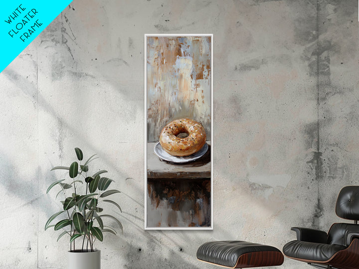 Glazed Bagel On Plate Still Life Wall Art, Rustic Kitchen Decor, Bakery Art Print, Foodie Gift, Farmhouse Cafe Home Decor