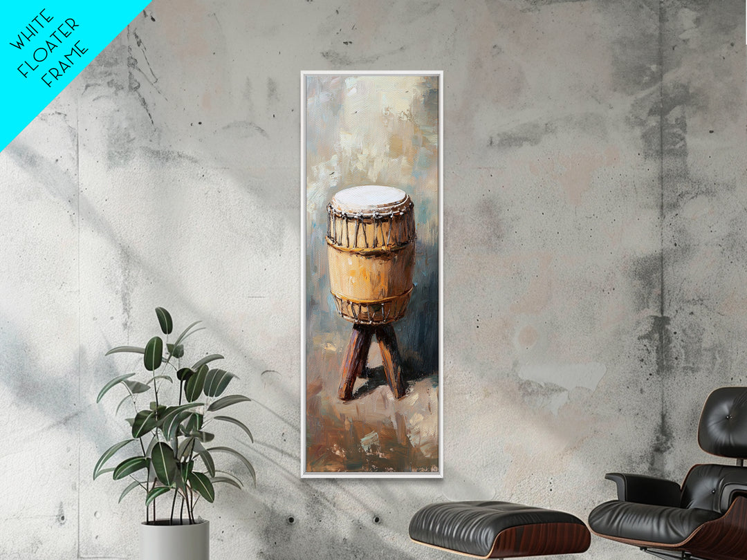 Rustic Tribal Drum Oil Painting Wall Art, Music Room Decor, African Inspired Art, Boho Home Decor, Gift For Music Lover, Unique Gift