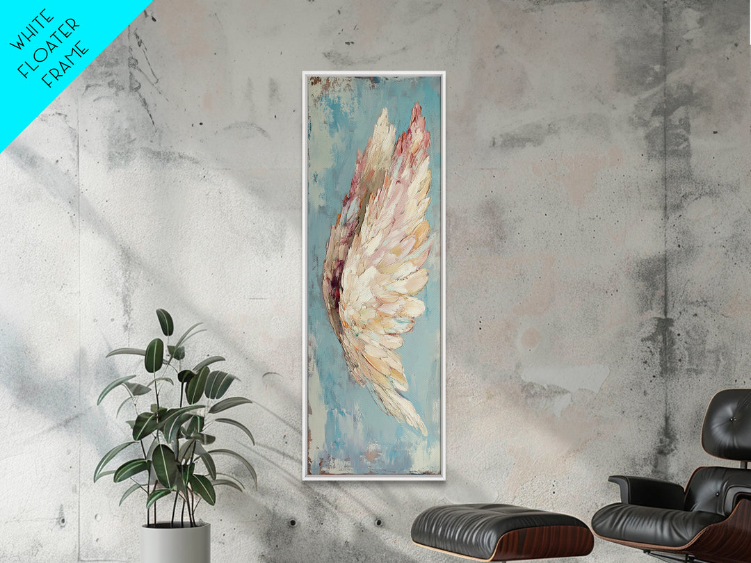Textured White Angel Wing Wall Art, Celestial Decor, Spiritual Wall Decor, Feminine Art Print, Angel Art, Blue Bedroom Decor