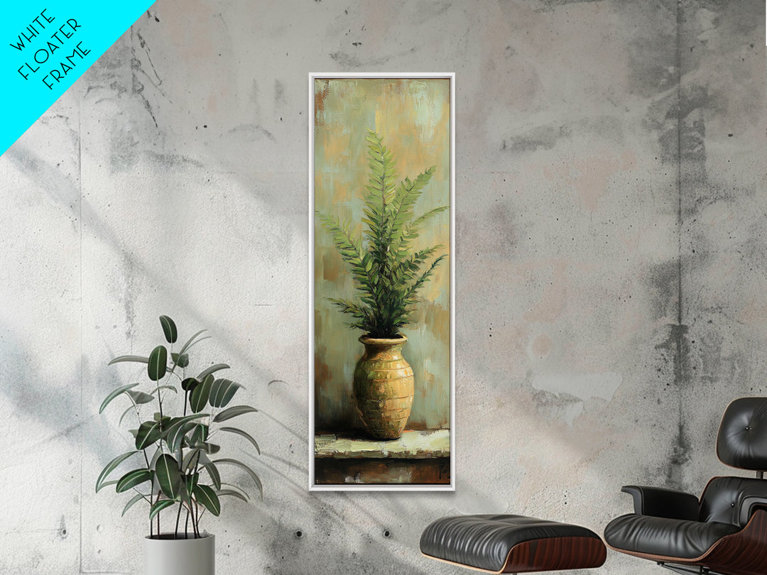 Green Fern In Golden Vase Canvas Print, Botanical Wall Art, Rustic Farmhouse Home Decor, Nature Living Room Art Gift For Her