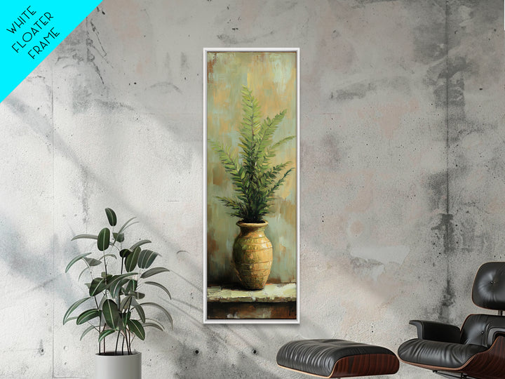 Green Fern In Golden Vase Canvas Print, Botanical Wall Art, Rustic Farmhouse Home Decor, Nature Living Room Art Gift For Her