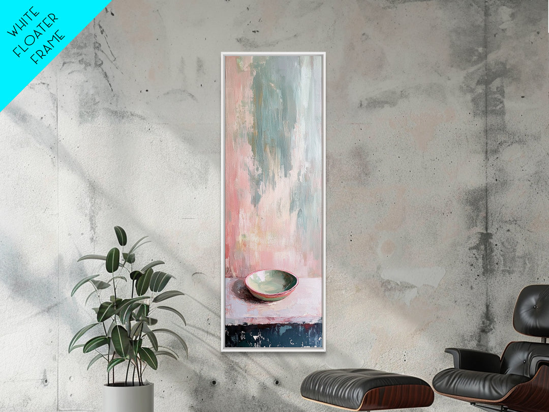Pastel Bowl Still Life With Textured Pink Blue Wall Art, Minimalist Canvas Print, Modern Kitchen Decor, Neutral Home Decor