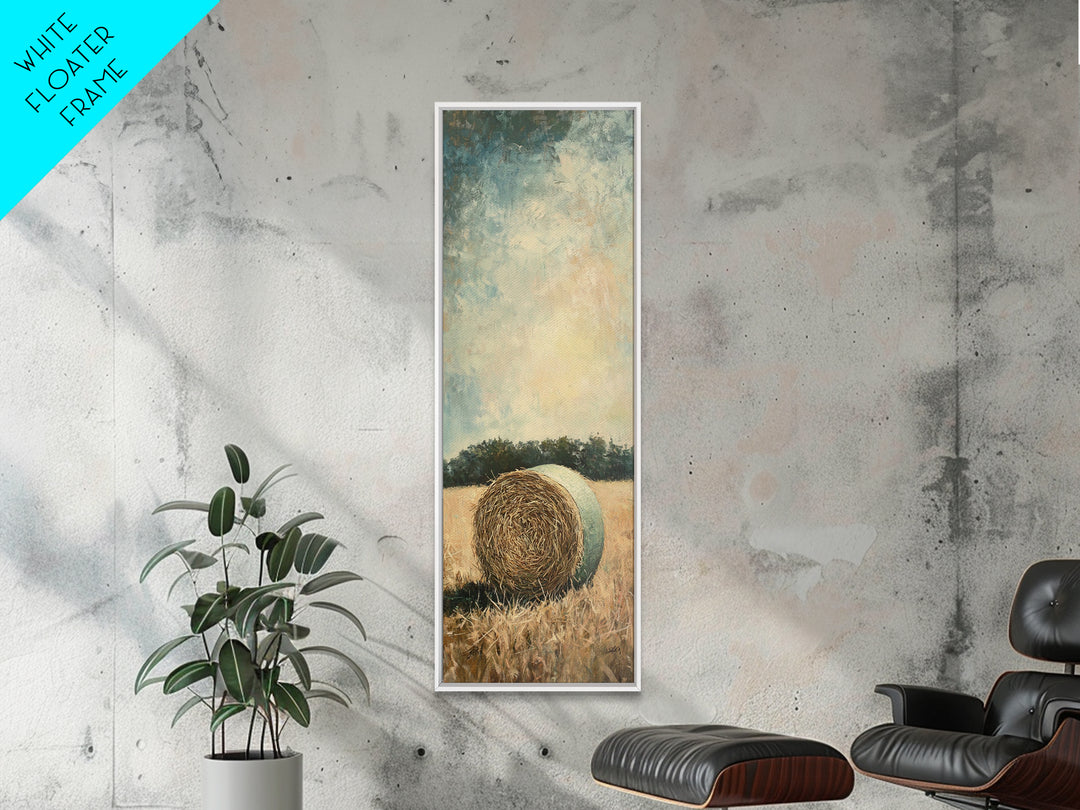 Golden Hay Bale Field Wall Art, Rustic Country Landscape Canvas Print, Farmhouse Decor, Large Nature Art For Living Room