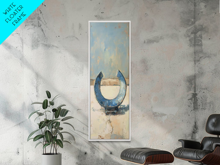 Blue Horseshoe Rustic Western Wall Art, Farmhouse Country Canvas Print, Lucky Horse Decor, Cowgirl Home Decor Gift For Him Or Her