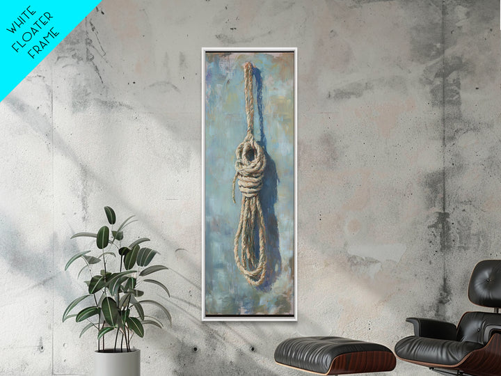 Coiled Nautical Rope Knot Wall Art, Coastal Canvas Print, Rustic Beach House Decor, Lake House Gift, Textured Wall Decor