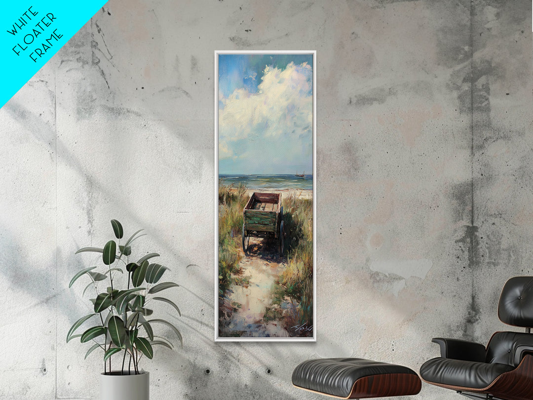 Beach Path To Green Chair Wall Art, Coastal Landscape Painting, Ocean Wall Art, Beach House Decor, Seaside Decor, Large Canvas Print