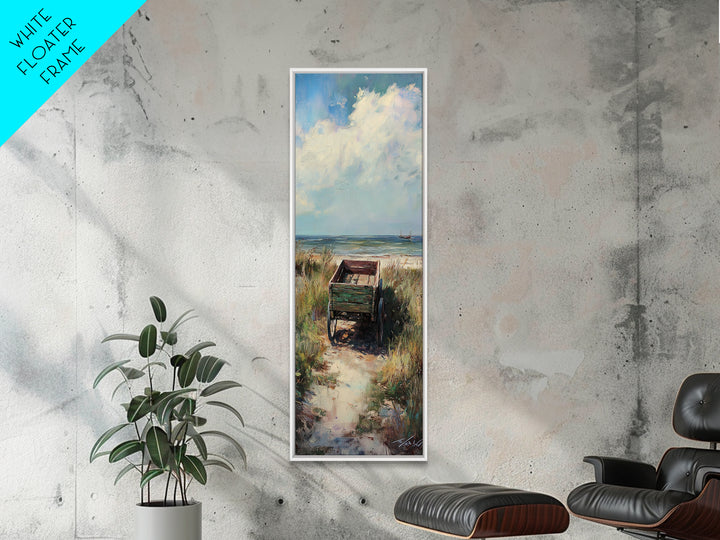 Beach Path To Green Chair Wall Art, Coastal Landscape Painting, Ocean Wall Art, Beach House Decor, Seaside Decor, Large Canvas Print