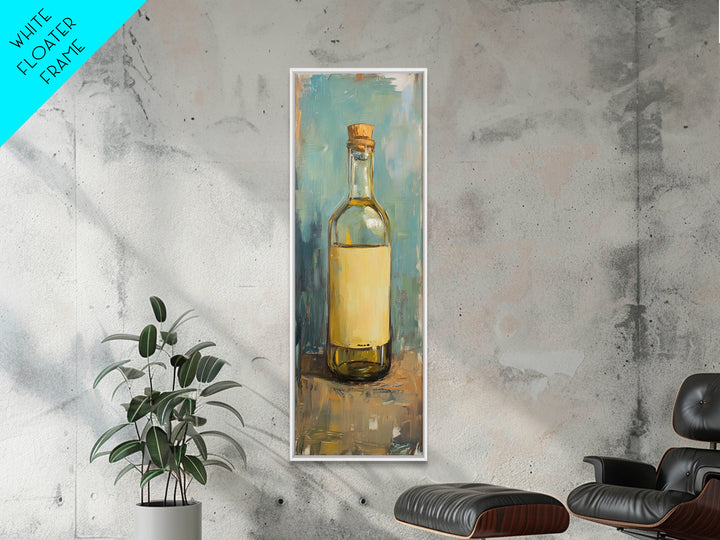 Golden Olive Oil Bottle Canvas Print, Mediterranean Kitchen Wall Art, Still Life Painting, Rustic Kitchen Decor, Foodie Gift