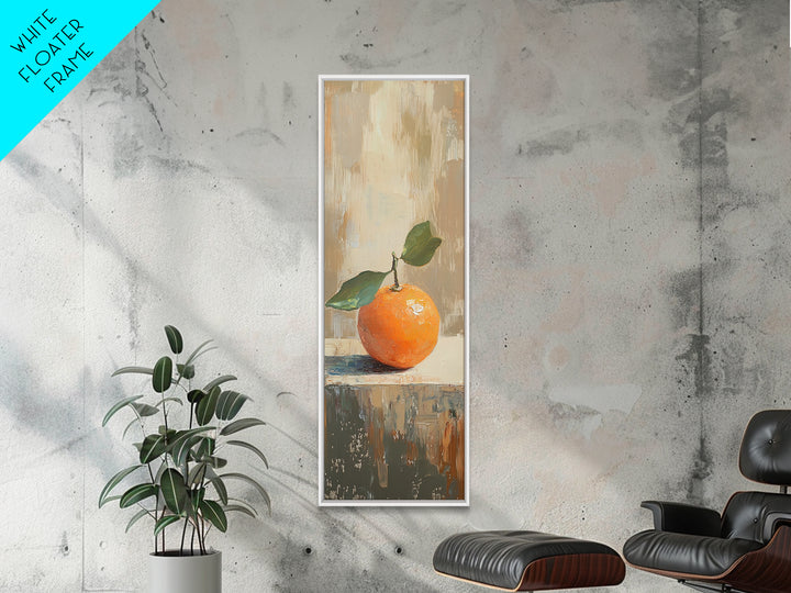 Orange With Green Leaves Canvas Print, Fruit Still Life Wall Art, Kitchen Wall Decor, Citrus Art Print, Modern Home Decor