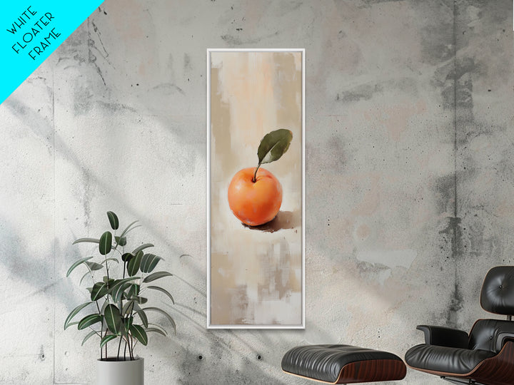 Orange Fruit With Green Leaf Canvas Print, Minimalist Kitchen Wall Art For Dining Room Decor, Neutral Home Decor And Foodie Gift