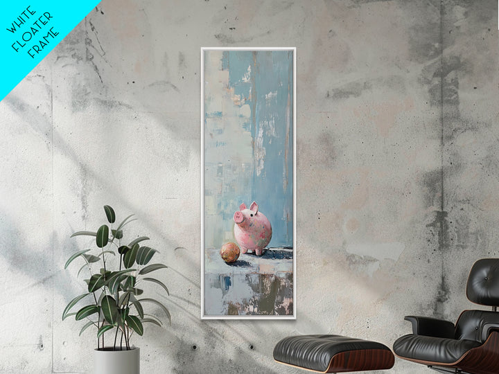 Pink Piggy Bank Still Life Canvas Print, Whimsical Nursery Wall Art, Cute Animal Decor, Playroom And Kids Room Gift, Home Decor