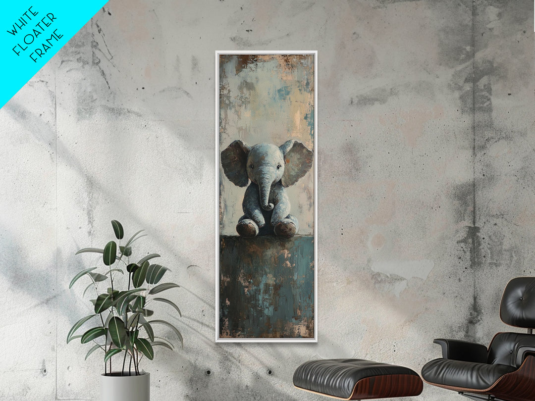 Cute Baby Elephant Portrait Wall Art, Whimsical Animal Canvas Print For Nursery Decor, Kids Room Decor And Safari Theme Gift