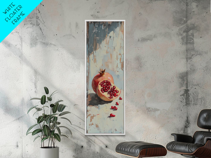 Red Pomegranate Still Life Wall Art, Rustic Fruit Canvas Print For Kitchen Decor, Dining Room Decor And Food Lover Art Gift
