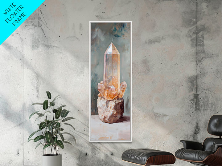 Glowing Crystal Cluster Oil Painting Wall Art, Boho Spiritual Home Decor, Mystical Gift For Her, Neutral Canvas Wall Art