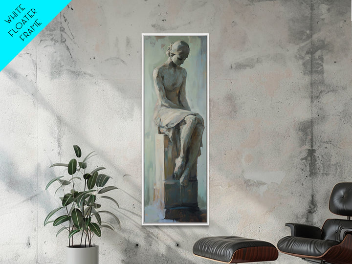 Seated Classical Female Statue Figure Wall Art, Neutral Figurative Decor, Dark Academia Art, Elegant Living Room Print Gift