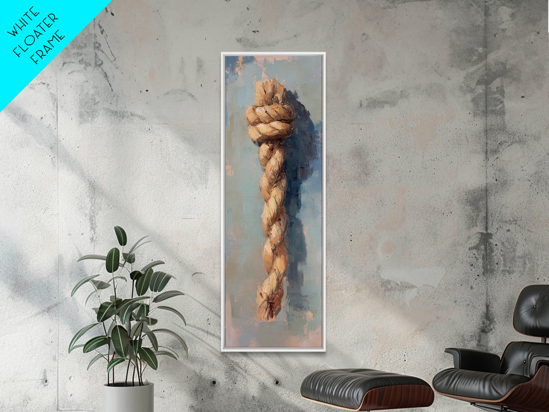 Hanging Nautical Rope Knot Canvas Print, Coastal Wall Art, Rustic Beach House Decor, Masculine Office Art Gift For Him Print
