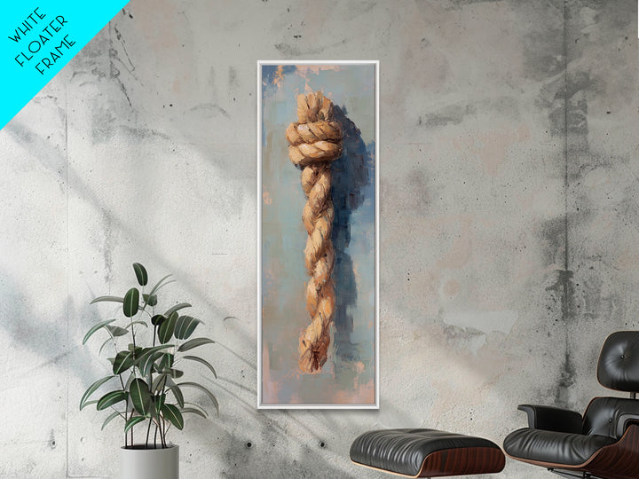 Hanging Nautical Rope Knot Canvas Print, Coastal Wall Art, Rustic Beach House Decor, Masculine Office Art Gift For Him Print
