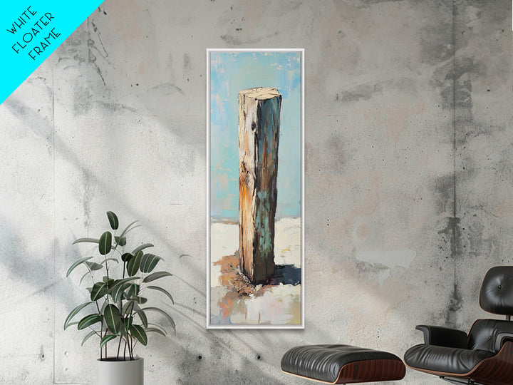 Weathered Wooden Post By Sea Canvas Print, Rustic Coastal Wall Art, Beach House Decor, Nautical Farmhouse Wall Decor, Entryway Decor