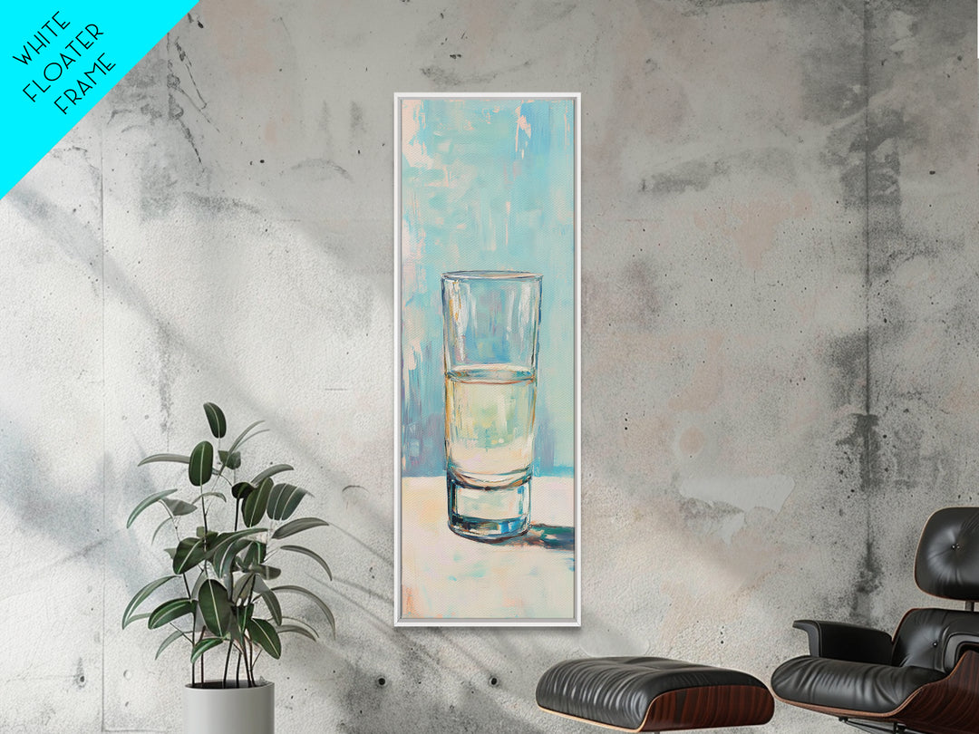 Minimal Glass Of Water Canvas Print, Aqua Blue Wall Art, Modern Kitchen Decor, Minimalist Bathroom Wall Decor, Still Life
