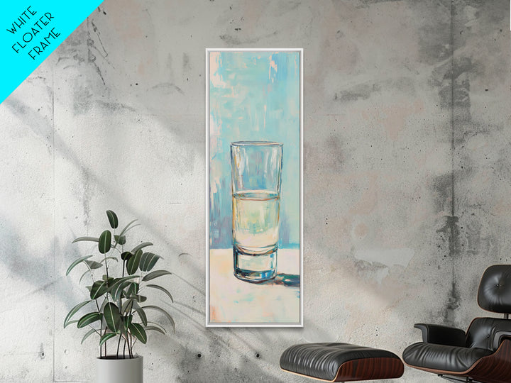 Minimal Glass Of Water Canvas Print, Aqua Blue Wall Art, Modern Kitchen Decor, Minimalist Bathroom Wall Decor, Still Life