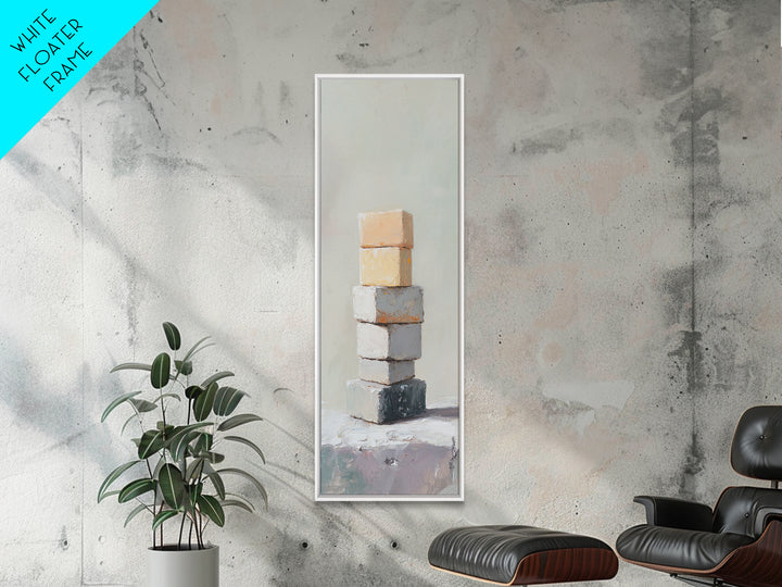 Minimal Stacked Stone Blocks Wall Art, Neutral Wabi Sabi Canvas Print, Organic Modern Living Room Decor, Housewarming Gift