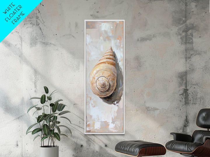 Textured Spiral Seashell Wall Art, Coastal Bathroom Decor, Beach House Wall Decor, Nautical Canvas Print For Ocean Lovers