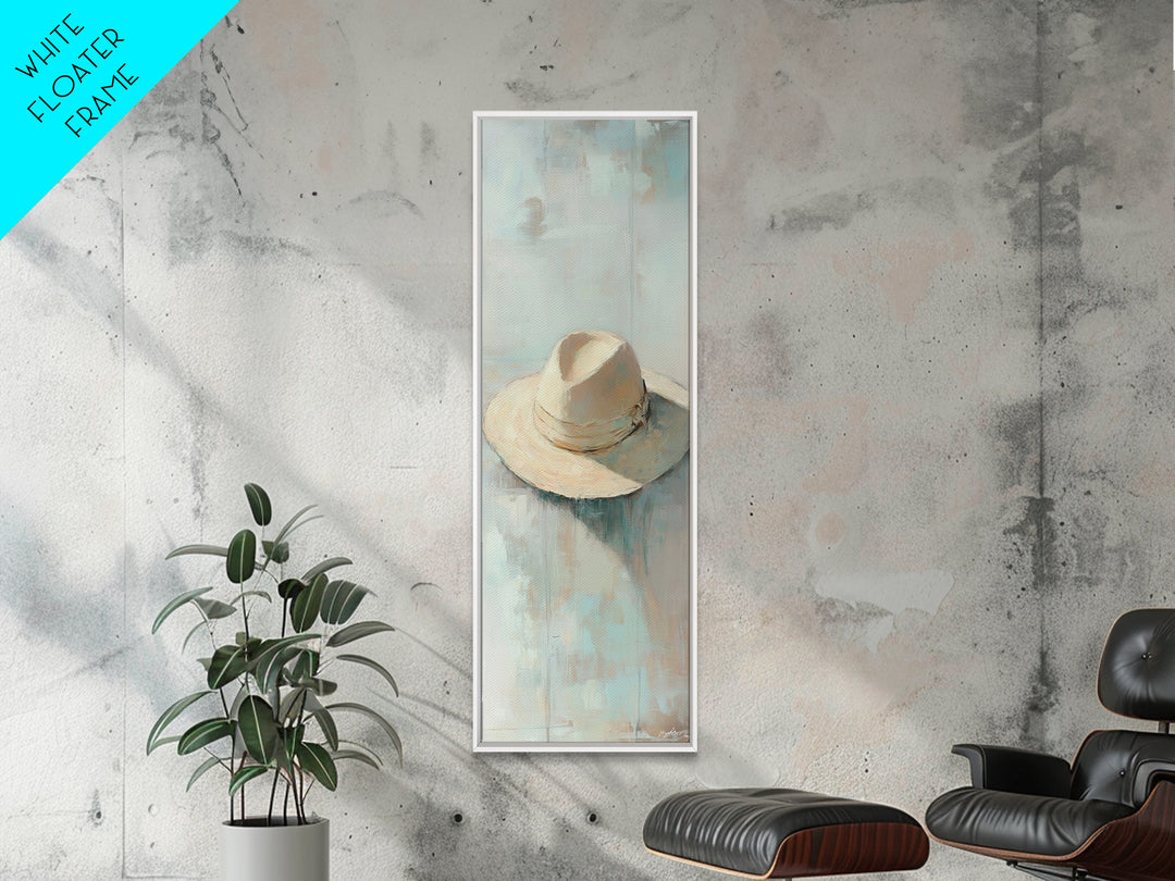 Cream Cowboy Hat Still Life Wall Art, Western Decor, Rustic Canvas Print, Neutral Bedroom Art, Modern Farmhouse Wall Decor