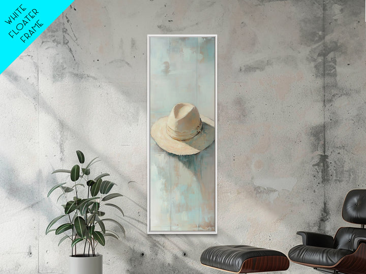 Cream Cowboy Hat Still Life Wall Art, Western Decor, Rustic Canvas Print, Neutral Bedroom Art, Modern Farmhouse Wall Decor