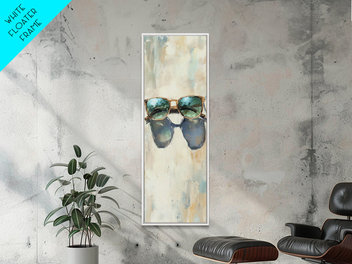 Teal Sunglasses With Beach Reflections Wall Art, Coastal Canvas Print, Summer Home Decor, Beach House Gift For Her, Living Room Decor