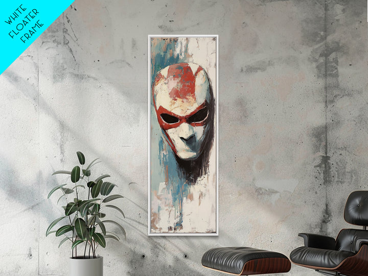 Red And White Alien Mask Portrait Wall Art, Dark Surreal Canvas Print, Sci Fi Gothic Decor, Gaming Room Art, Gift For Him