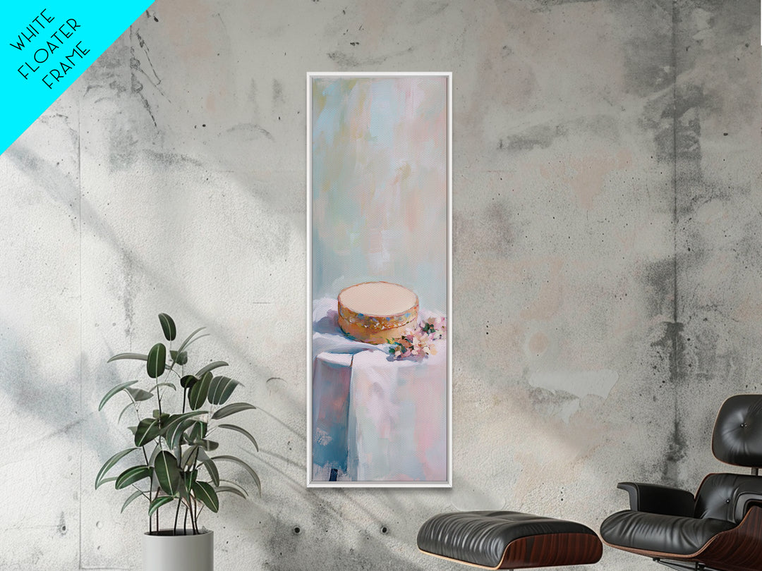 Pastel Round Trinket Box On White Cloth Canvas Print, Soft Minimalist Wall Art, Feminine Bedroom Decor, Gift For Her, Home Decor