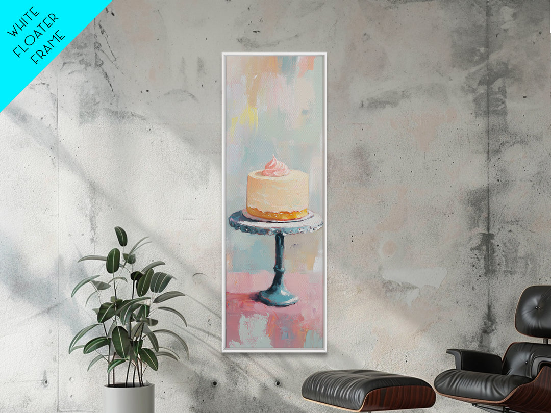Pastel Cake On Pedestal Stand Canvas Print, Bakery Wall Art, Pink Kitchen Decor, Birthday Gift, Sweet Dessert Art Print Decor