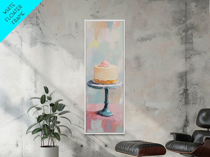 Pastel Cake On Pedestal Stand Canvas Print, Bakery Wall Art, Pink Kitchen Decor, Birthday Gift, Sweet Dessert Art Print Decor