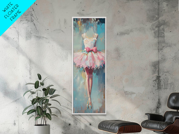 Pink Ballerina Tutu Dress Wall Art, Feminine Ballet Canvas Print, Whimsical Girls Room Decor Dance Studio Gift For Her Nursery