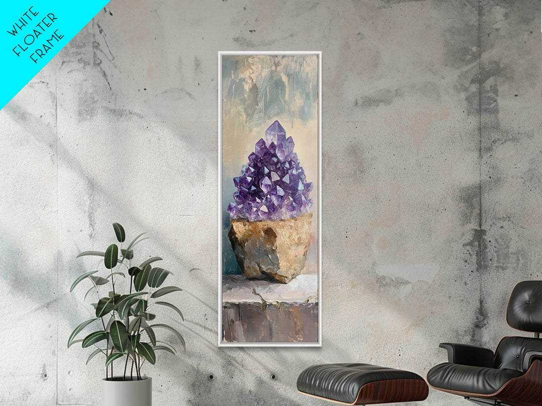 Purple Amethyst Crystal Cluster Wall Art, Mystical Framed Canvas Print For Spiritual Decor, Boho Home Decor, Unique Gift