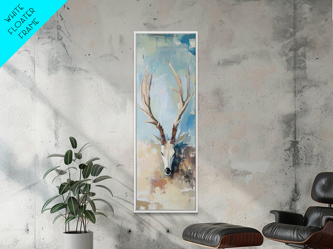 Deer Skull With Antlers Wall Art, Rustic Western Framed Canvas Print For Cabin Decor, Nature Wall Decor, Gift For Him, Man Cave Decor