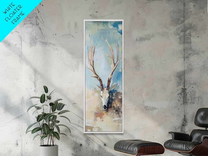 Deer Skull With Antlers Wall Art, Rustic Western Framed Canvas Print For Cabin Decor, Nature Wall Decor, Gift For Him, Man Cave Decor