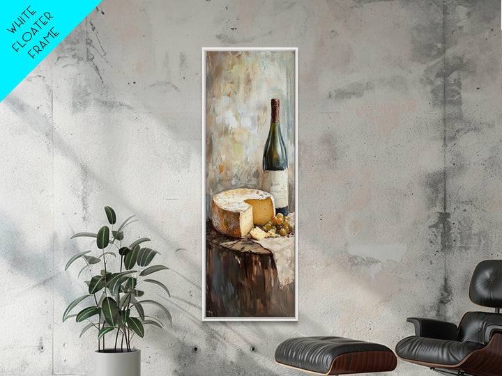 Cheese Wheel Wine Bottle And Grapes Wall Art, Rustic Kitchen Decor, Foodie Gift, French Farmhouse Canvas Print For Dining Room