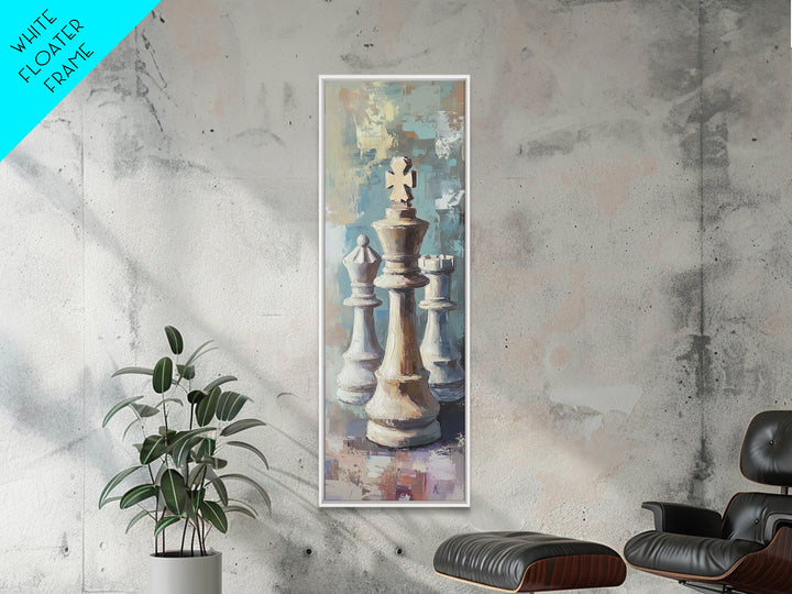 Abstract Chess King And Pawns Wall Art, Modern Game Room Decor, Masculine Office Framed Canvas Print Living Room Gift For Him