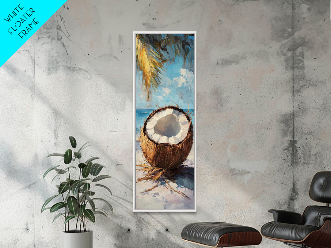 Tropical Coconut Beach Wall Art, Coastal Canvas Print, Palm Tree Ocean Decor, Summer Beach House Wall Decor Gift For Her