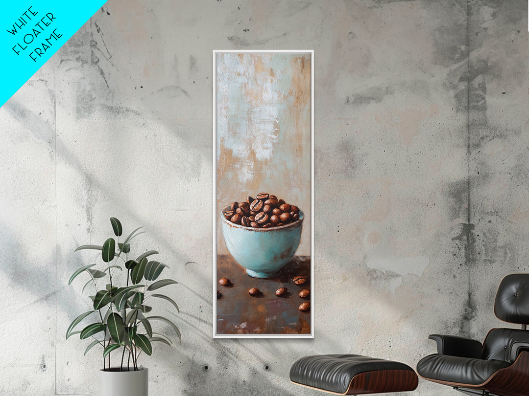 Coffee Beans In Blue Bowl Wall Art, Coffee Shop Kitchen Decor, Rustic Cafe Canvas Print, Gift For Coffee Lover Home Decor