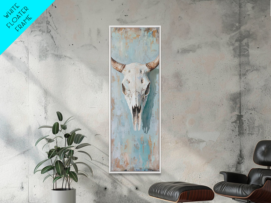 Longhorn Bull Skull Framed Canvas Print, Western Wall Art, Rustic Ranch Decor, Southwestern Farmhouse Home Decor, Gift For Him