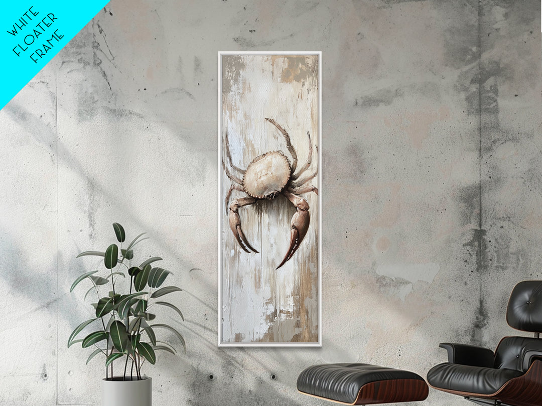 Coastal Crab Canvas Print, Nautical Wall Art, Beach House Decor, Rustic Seafood Painting, Ocean Kitchen Home Decor, Gift For Her